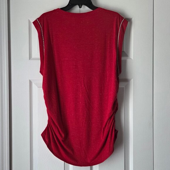 NWT I.N.C. International Concepts Women's Ruched-Side Embelished  Shimmery Tee - Picture 13 of 14